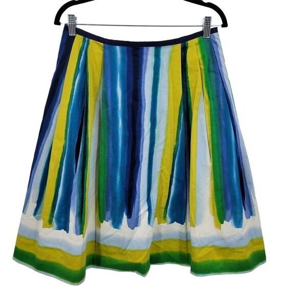 Handmade Skirt M Colorful Striped Pleated Aline Full Tea Length Pockets Vibrant - Picture 10 of 10